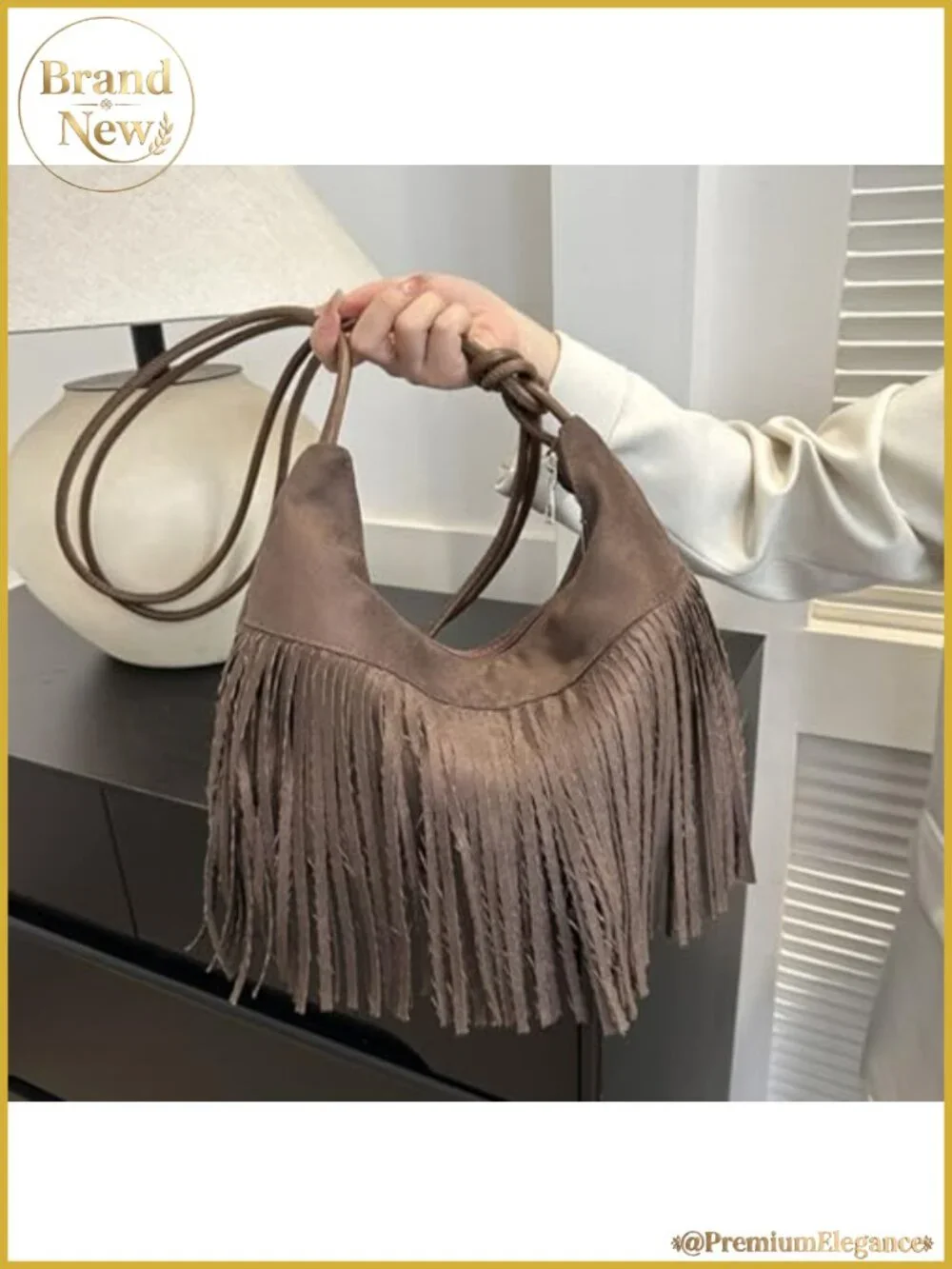 Vintage Suede Fringe Handbag Women Messenger Top-Handle Crossbody Bag Boho